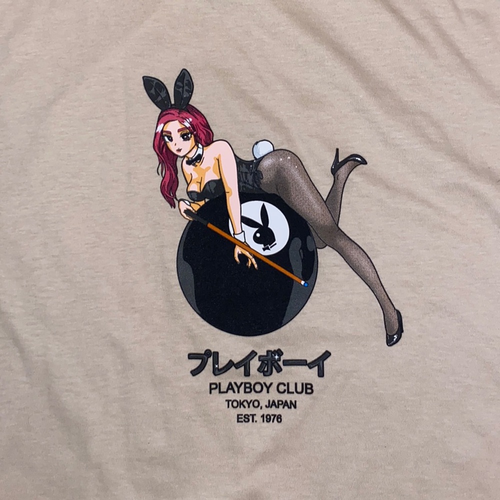 Men’s Playboy billiards tshirt Large tan